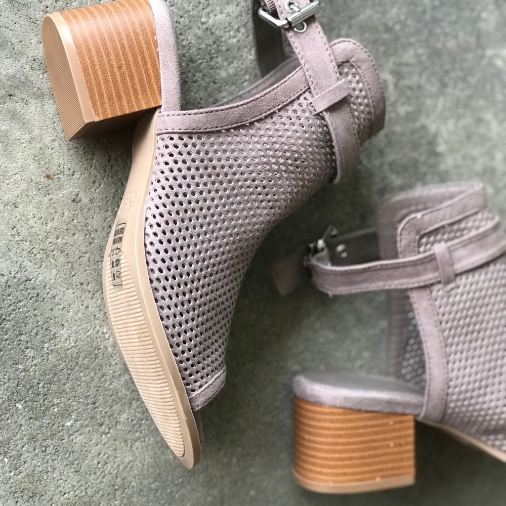 Qupid Doria Taupe Perforated Heeled Mule - Picture 8 of 8